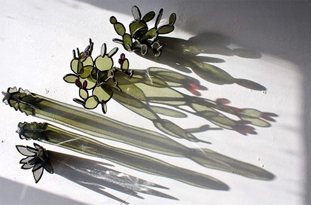 bespoke stained glass succulents