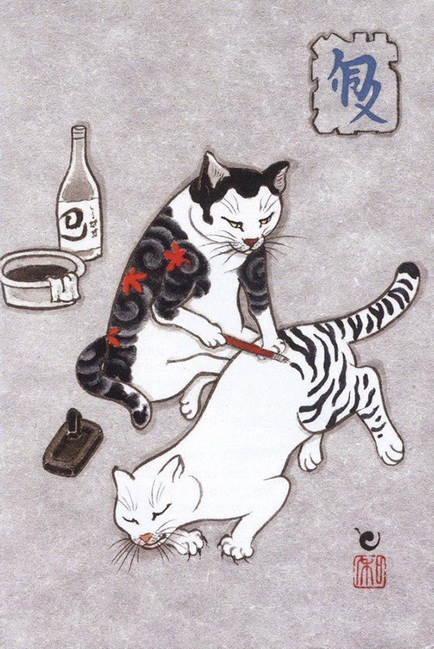 japanese-tattoo-paintings-monmon-cats