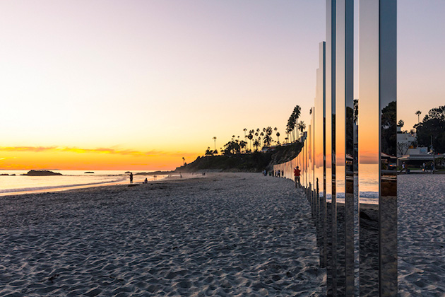 beach art mirror installation