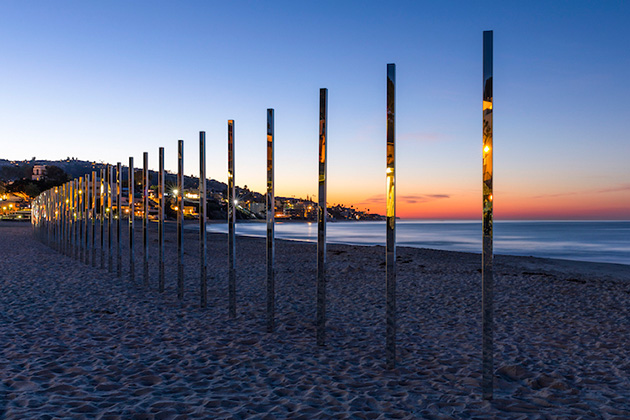 beach art mirror installation