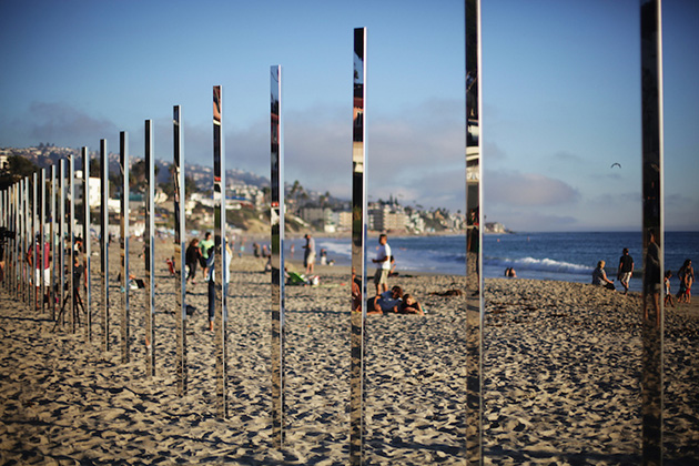 beach art mirror installation