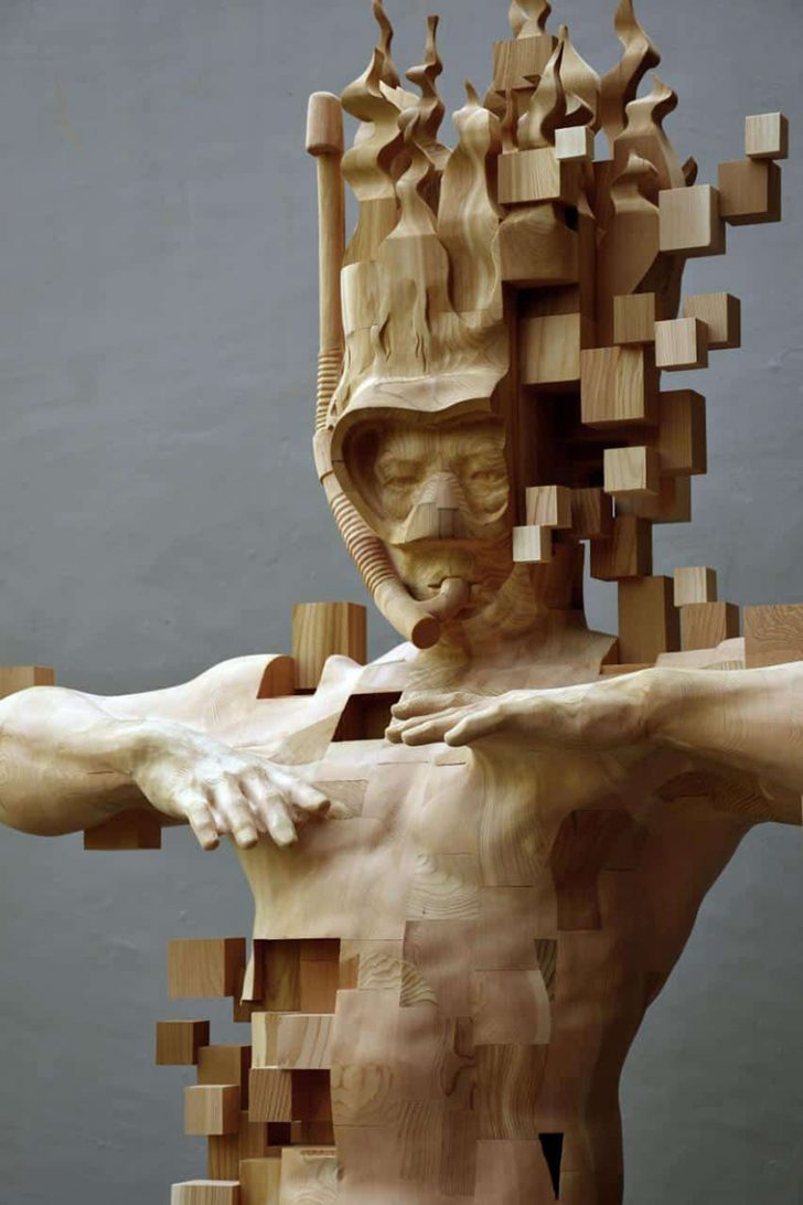 These Pixilated Wooden Sculptures Are A Visual Puzzle