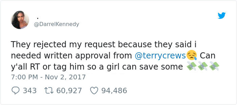 Denies Girl’s Card With Terry Crews