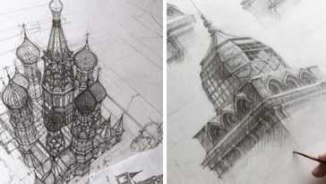 Adelina Gareeva ,Pencil Architectural Sketches