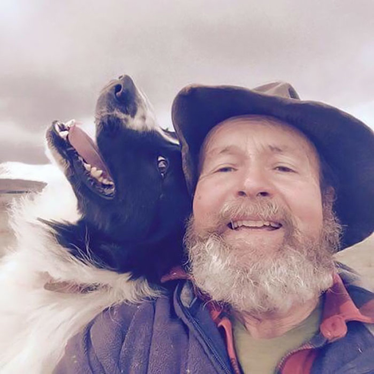 daughter teaches father selfies dogs