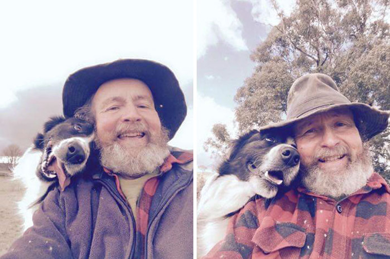 daughter teachs father selfies dogs