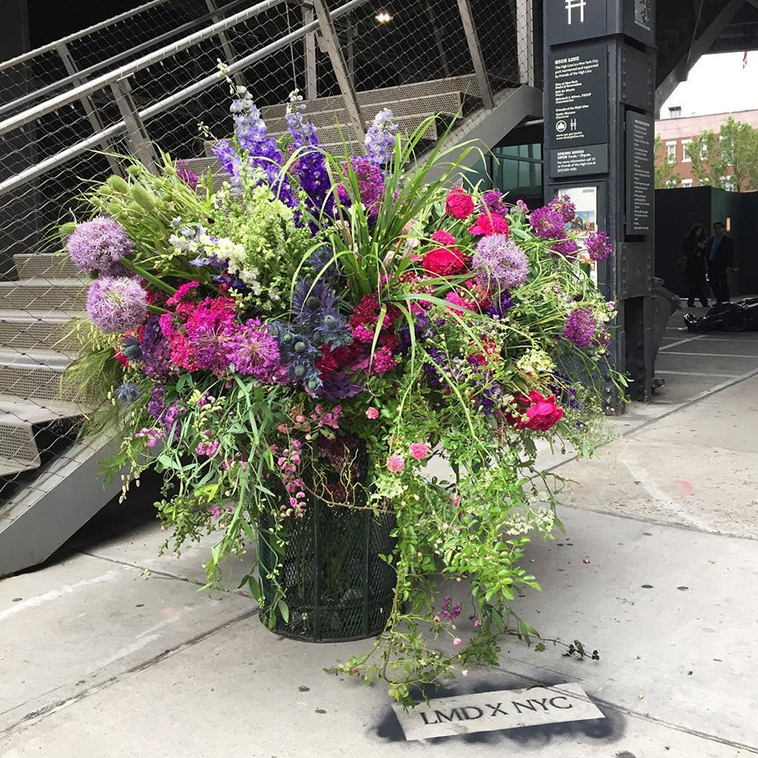 trash cans flowers new york