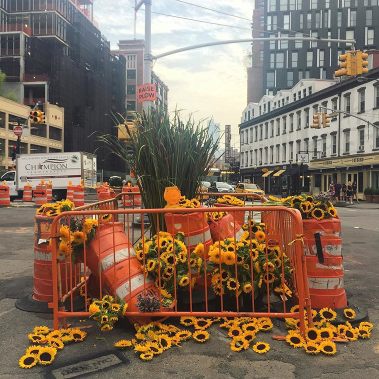 trash cans flowers new york