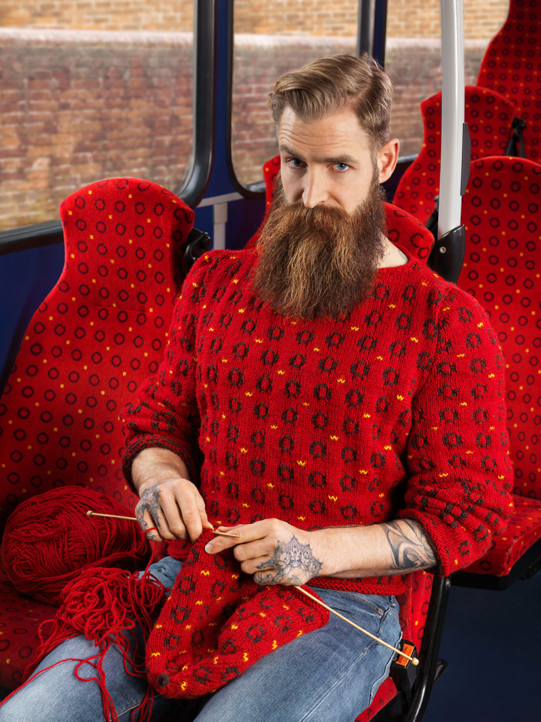 hand knit sweaters blend subjects urban environments