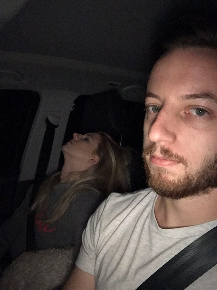 road trip sleeping wife pictures husband