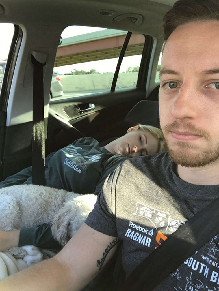road trip sleeping wife pictures husband