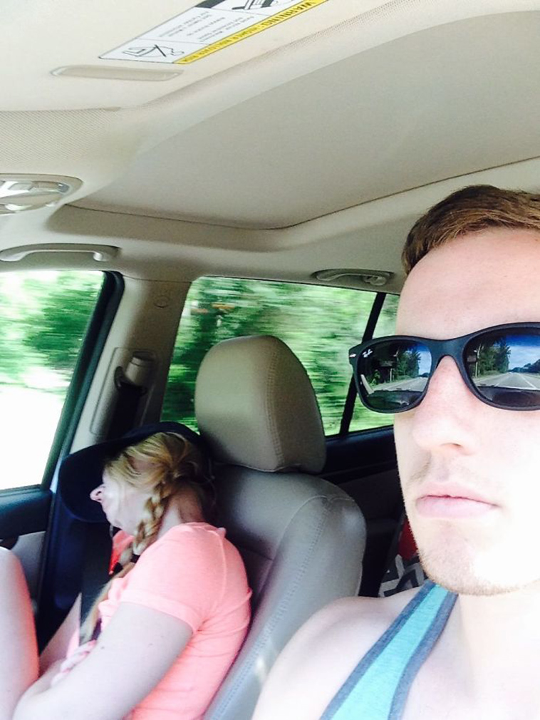 road trip sleeping wife pictures husband