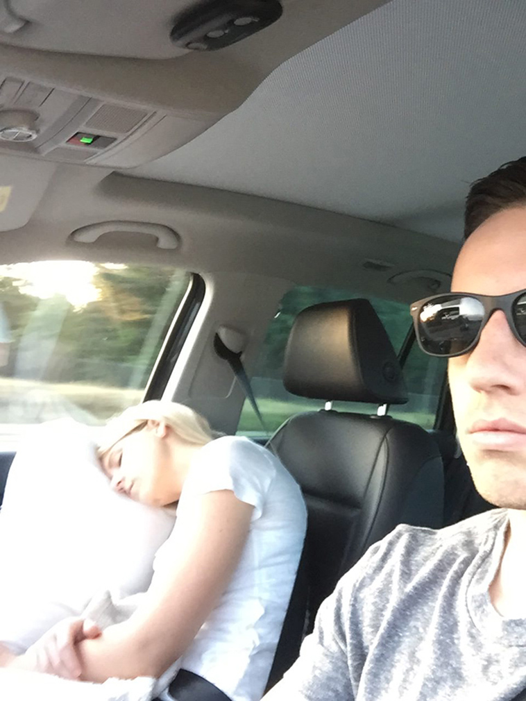 road trip sleeping wife pictures husband
