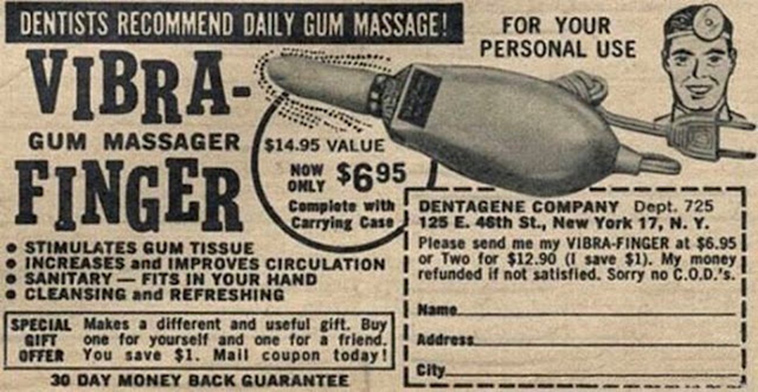 vintage vibra finger gum massager