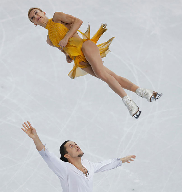 ice skaters funny faces at winter olympics