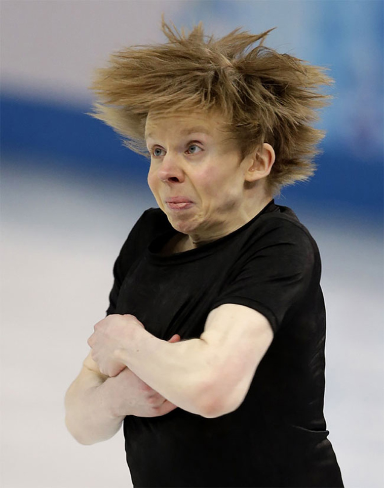 ice skaters funny faces at winter olympics