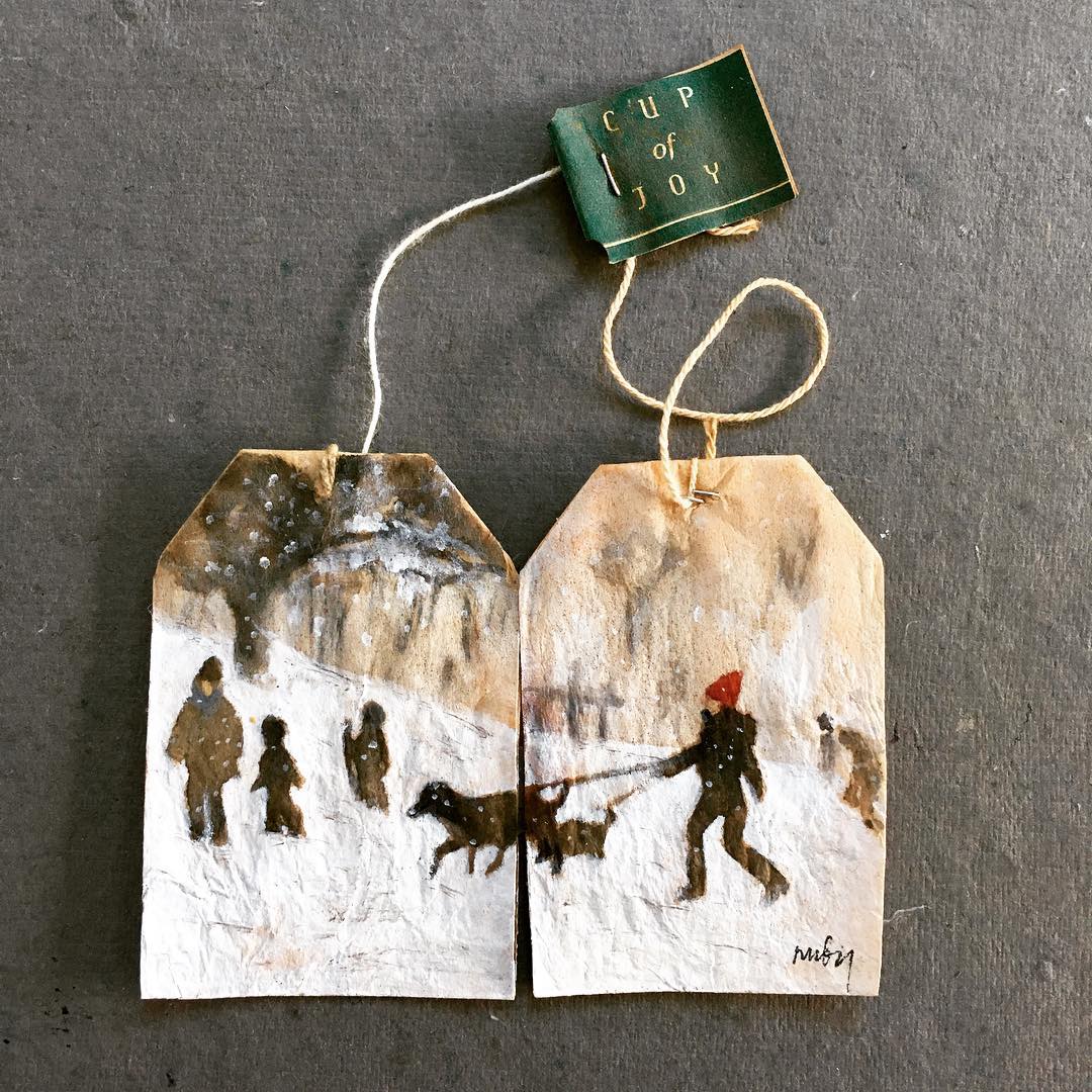 Miniature Paintings on Tea Bags