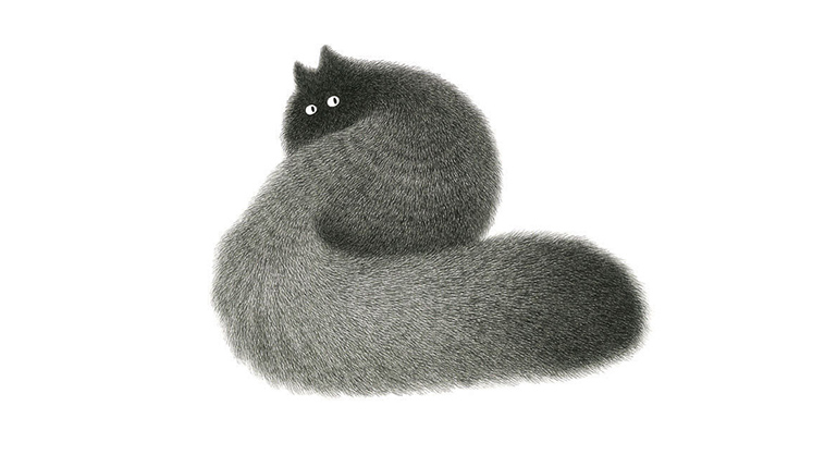 fluffy-black-cat-ink-drawings