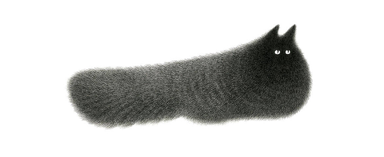 fluffy-black-cat-ink-drawings