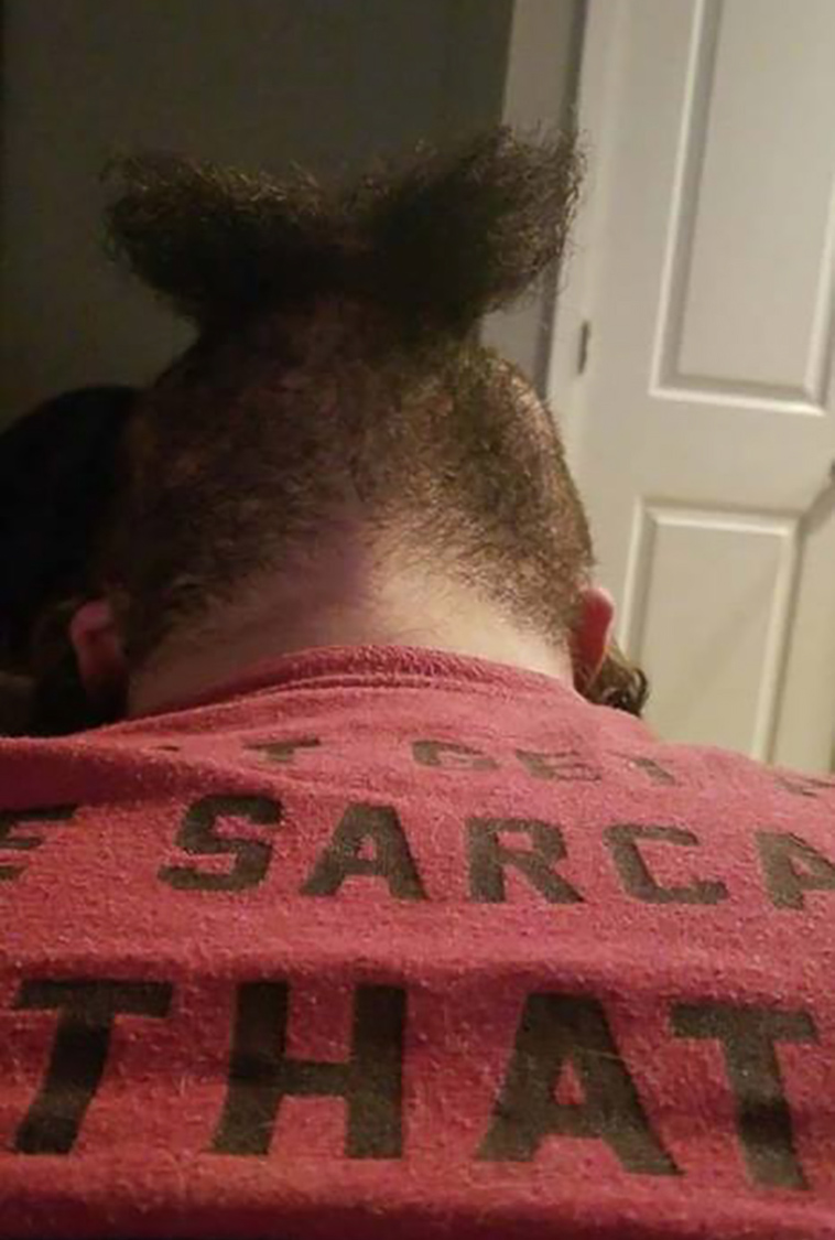 bearded men looking up are weird