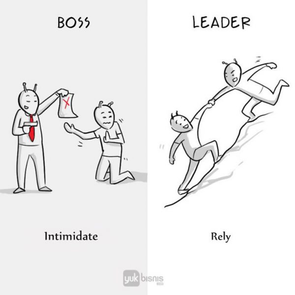 Artist Illustrates The Difference Between A Boss And A Leader In Just 8 ...