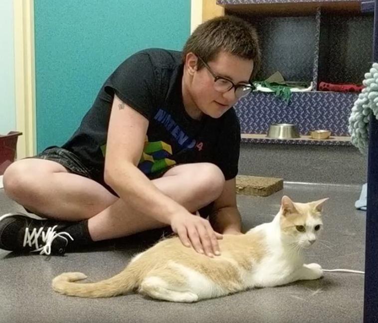 teen reads harry potter to blind shelter cat