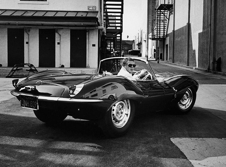 Steve McQueen in his Jaguar 1963