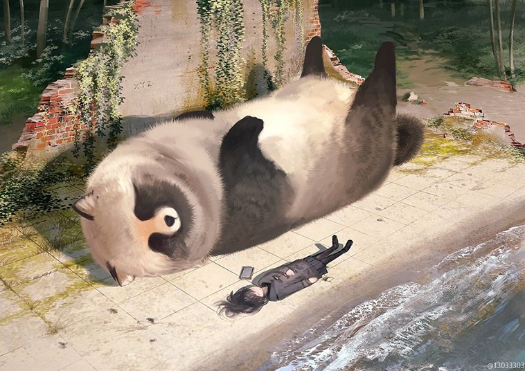 World Where Humans Live Among Giant Animals 