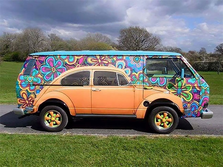 beetle painted volkswagen bus