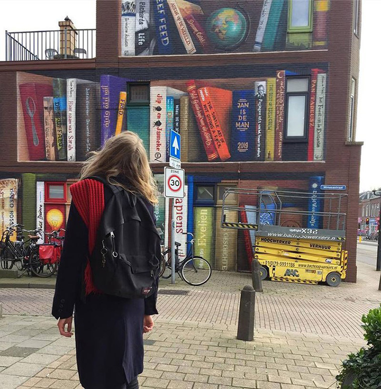 Dutch Artists Paint Giant Bookcase 