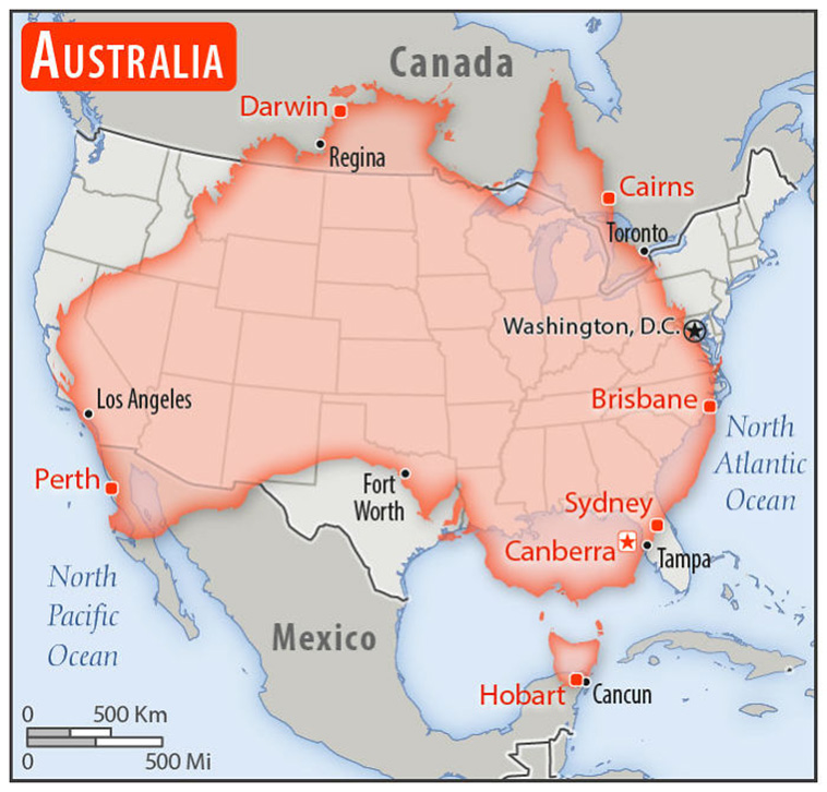 Sizes Of 30 Countries To USA With A Real Scale Perspective