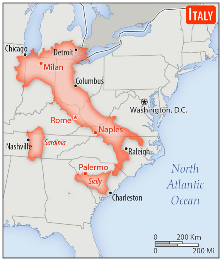  Sizes Of 30 Countries To USA With A Real Scale Perspective