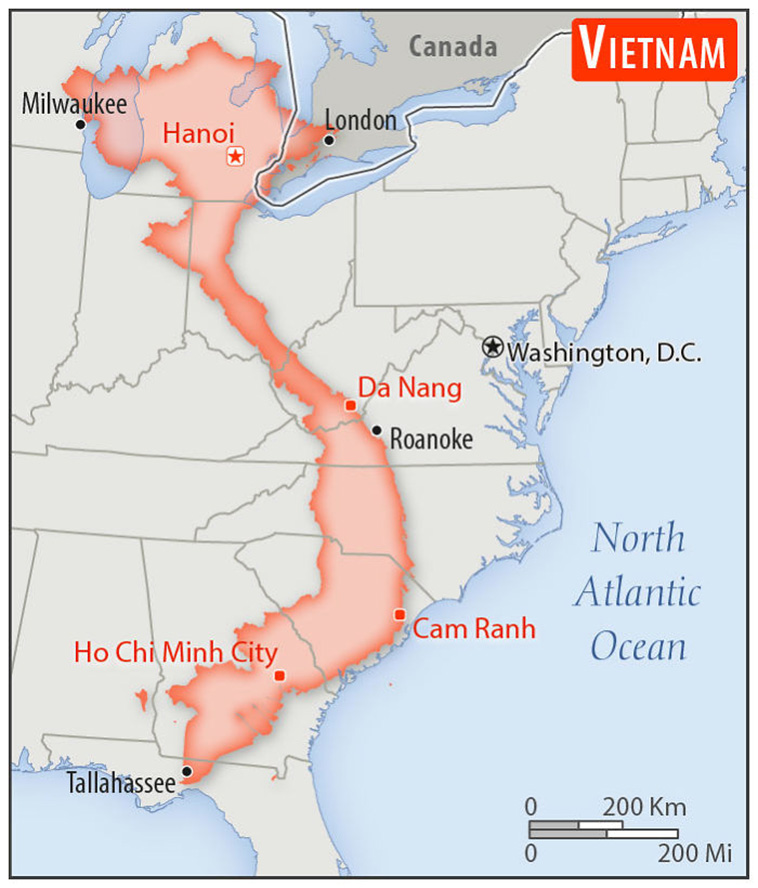  Sizes Of 30 Countries To USA With A Real Scale Perspective