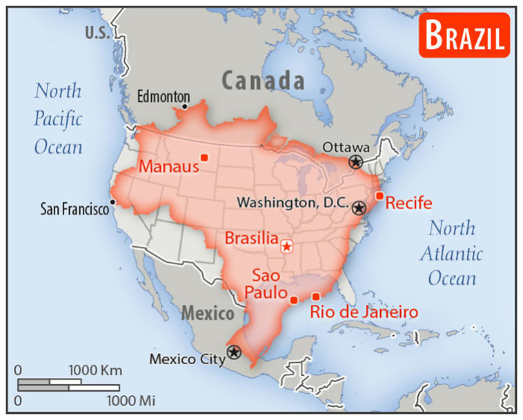  Sizes Of 30 Countries To USA With A Real Scale Perspective