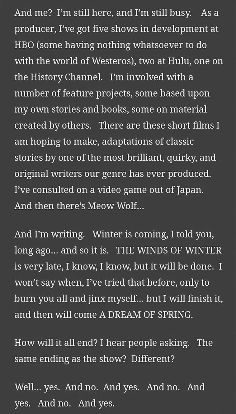 game of thrones book ending