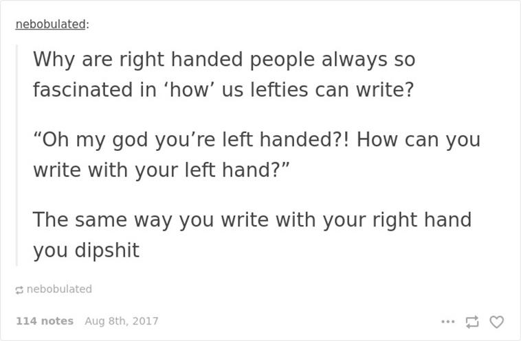 left handers problems
