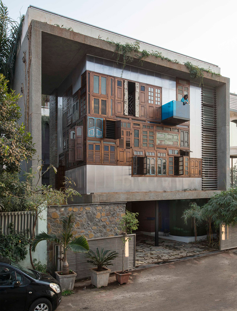 sustainable collage house recycled materials india