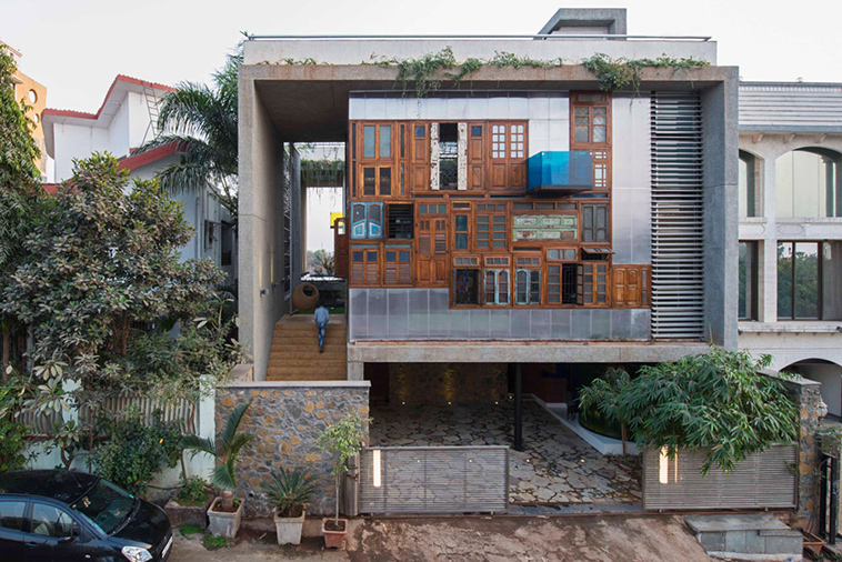 sustainable collage house recycled materials india