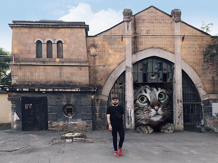 russian artist photoshops giant cats