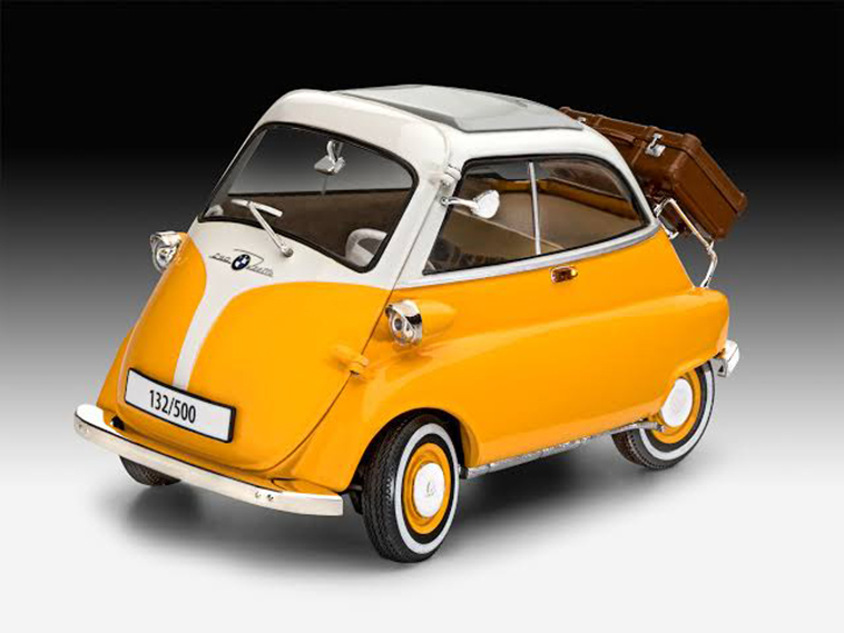 yellow white bmw isetta minicar