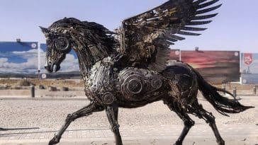 steampunk sculpture horse