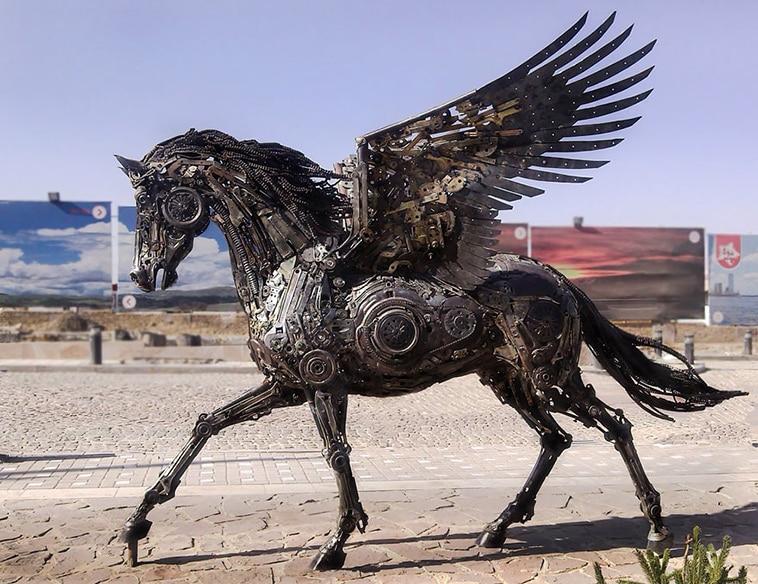 steampunk sculpture horse
