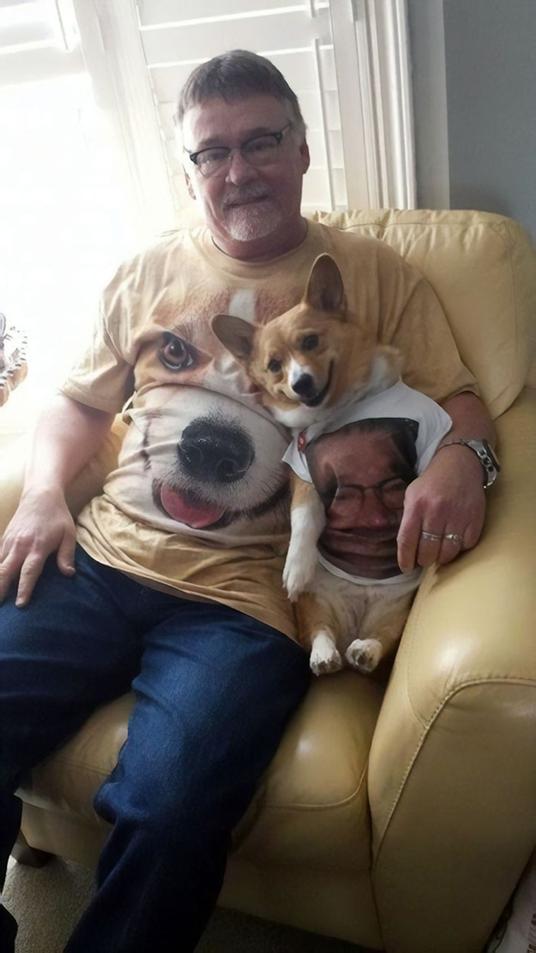 man and dog tshirt