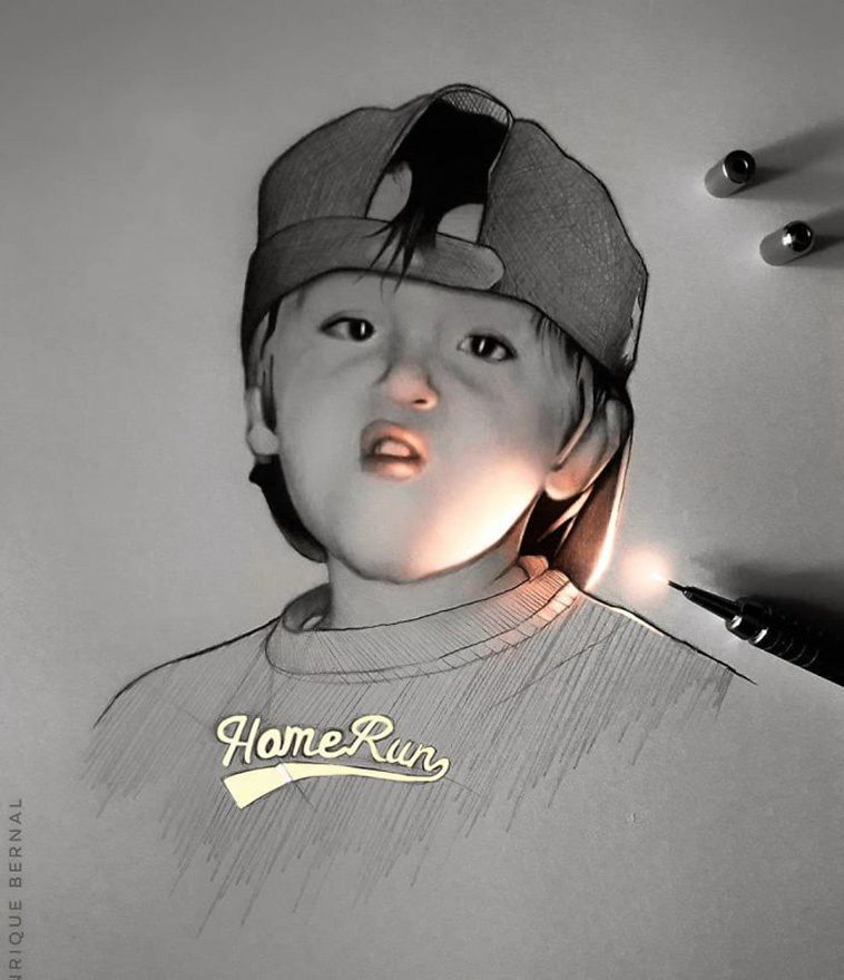 little boy drawing