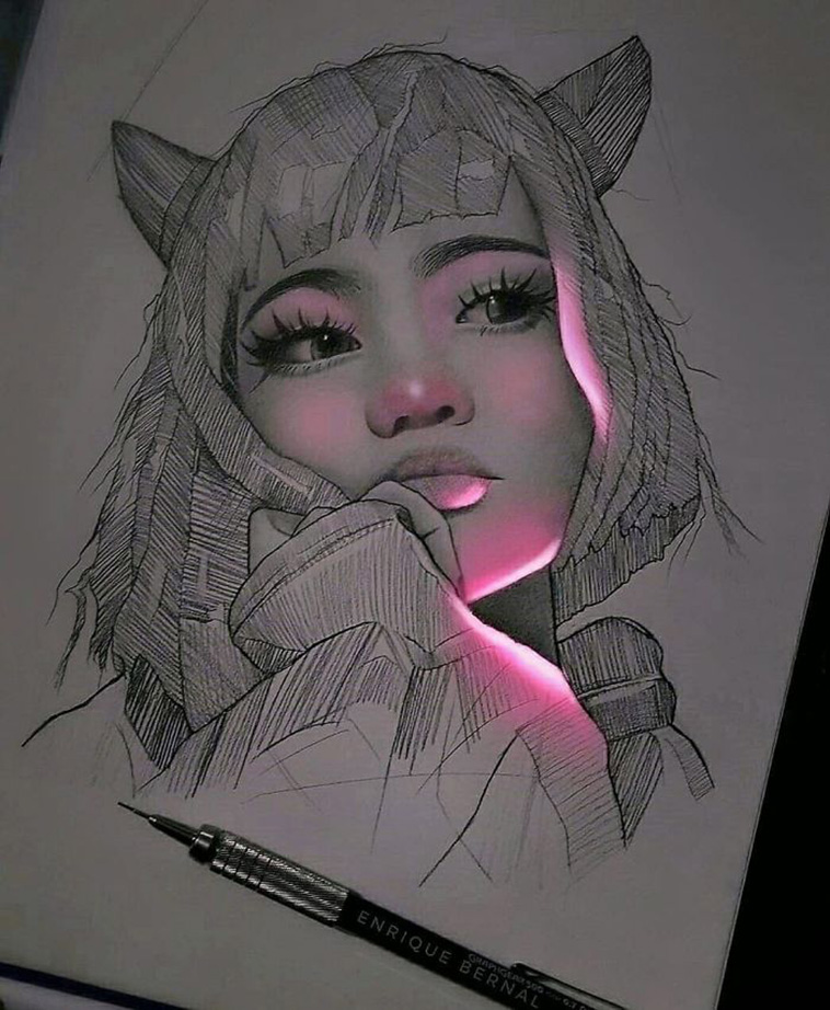 cute girl drawing
