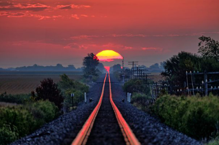 sunset above railway