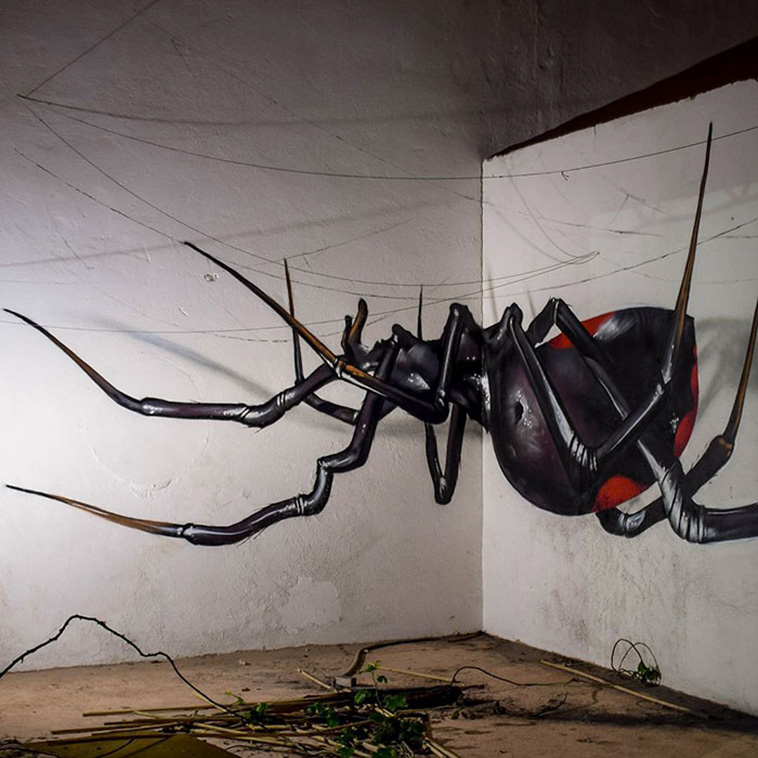 black spider graffiti