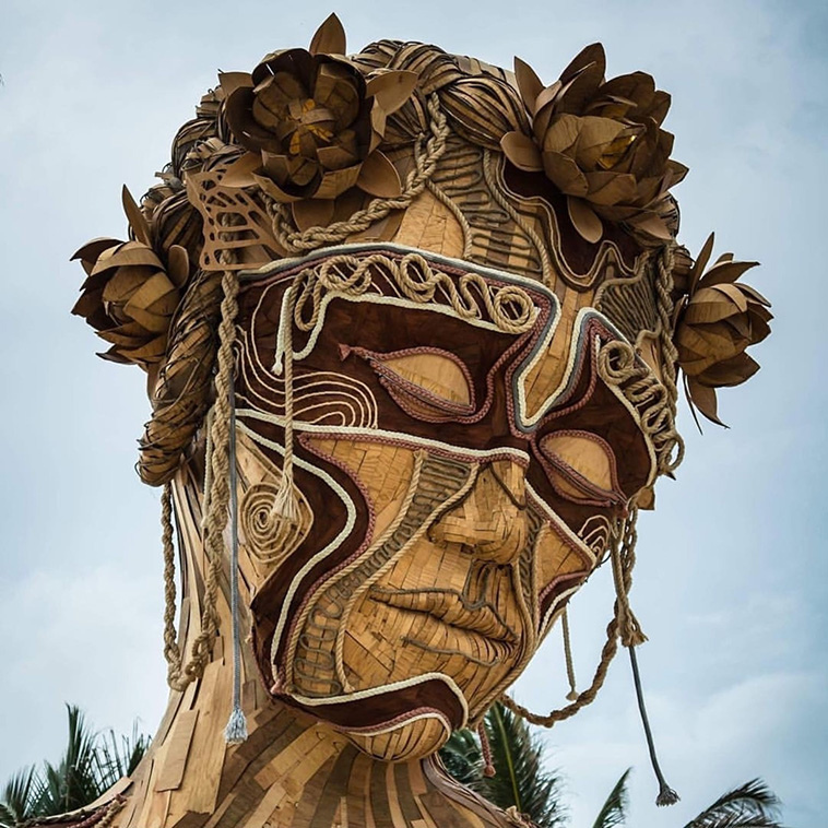 wooden woman face