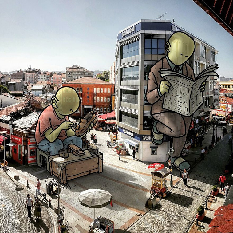 illustrations giants urban landscapes