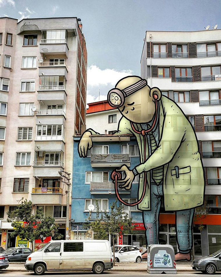 illustrations giants urban landscapes